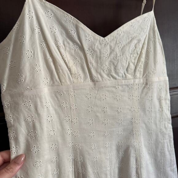 Y2K Vintage EXPRESS | Creamy White Cotton Eyelet Sundress Midi Dress | Size 7/8 - Picture 3 of 5